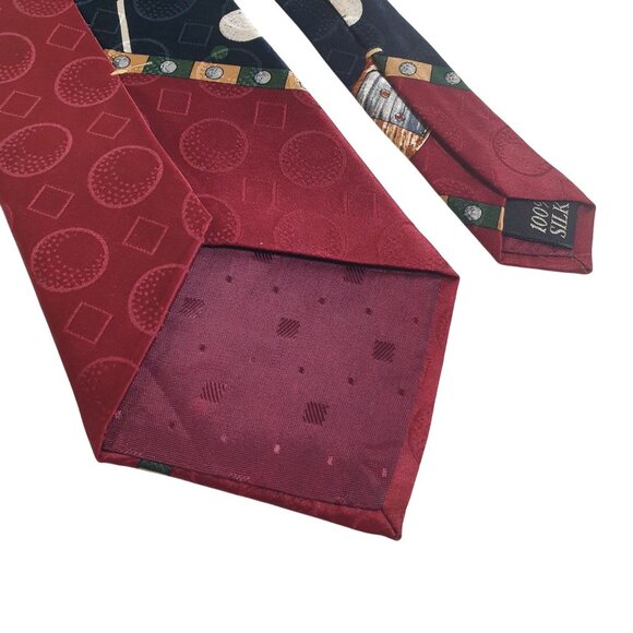 Evan Picone Sport Men Golf Theme Necktie Vintage All Silk Red Black Designer - Picture 6 of 6